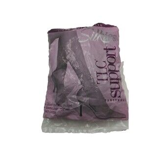 Vintage Silkies TLC Support Pantyhose Jet Black Size Large Light Support #020308